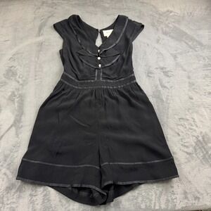 Anthropologie Elevenses Womens Romper Size 6 Black Edwardian Dark Romantic Boho‎
